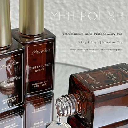 YHH peel-off nail practice liquid, 15 ml amber glass bottles