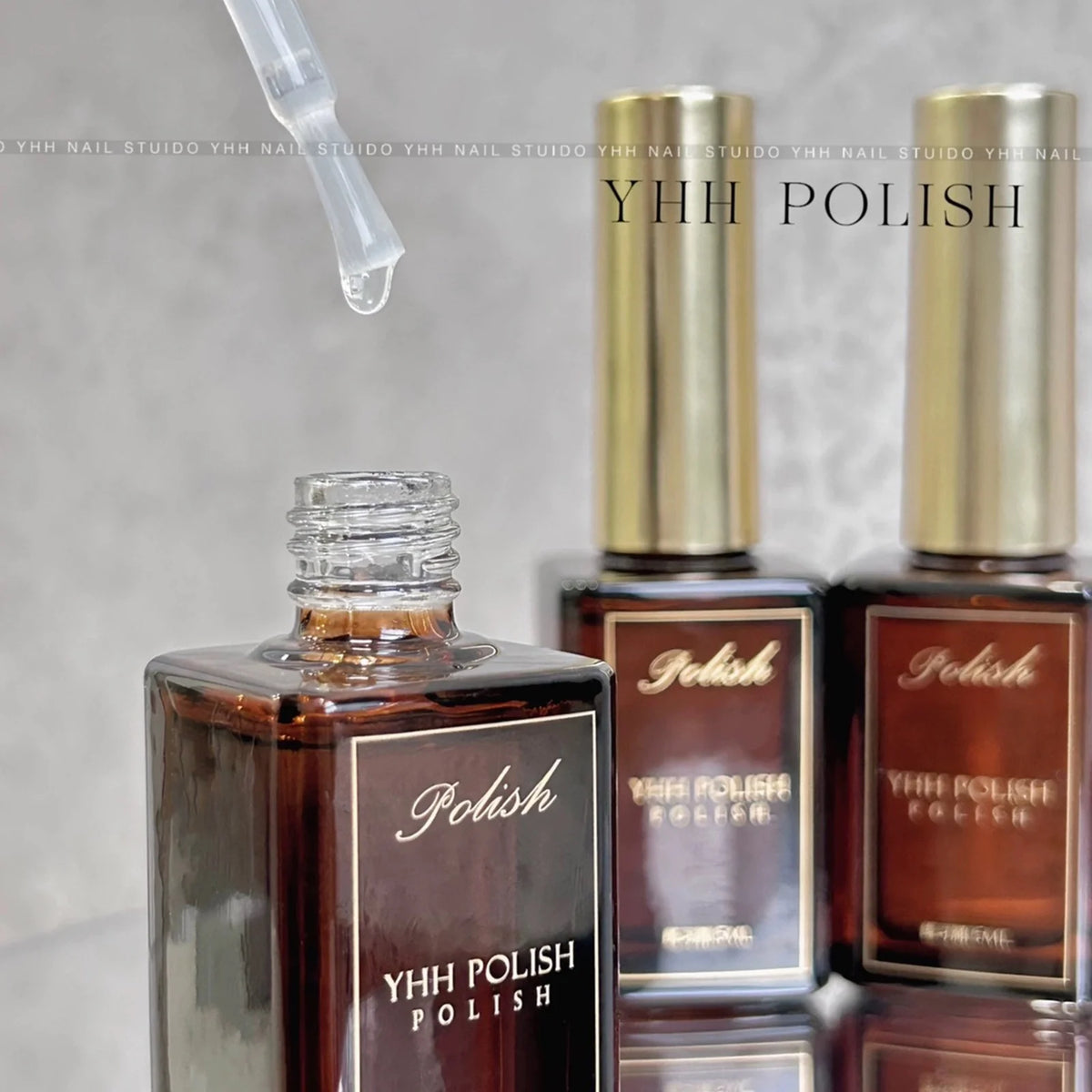 YHH Polish practice liquid bottles with dropper above