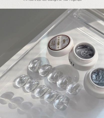 YHH sheer cat eye gel jars with swatch tips on glass