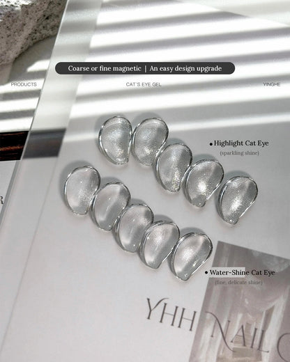 YHH sheer cat eye tips comparing Highlight and Water-Shine