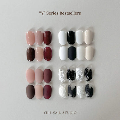 Grid of YHH Y Series swatch tips in pinks, reds, browns, black and white