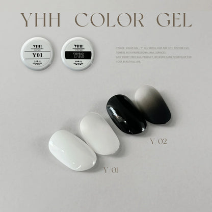 YHH Y01 painting white and Y02 jet black painting gel jars and swatches